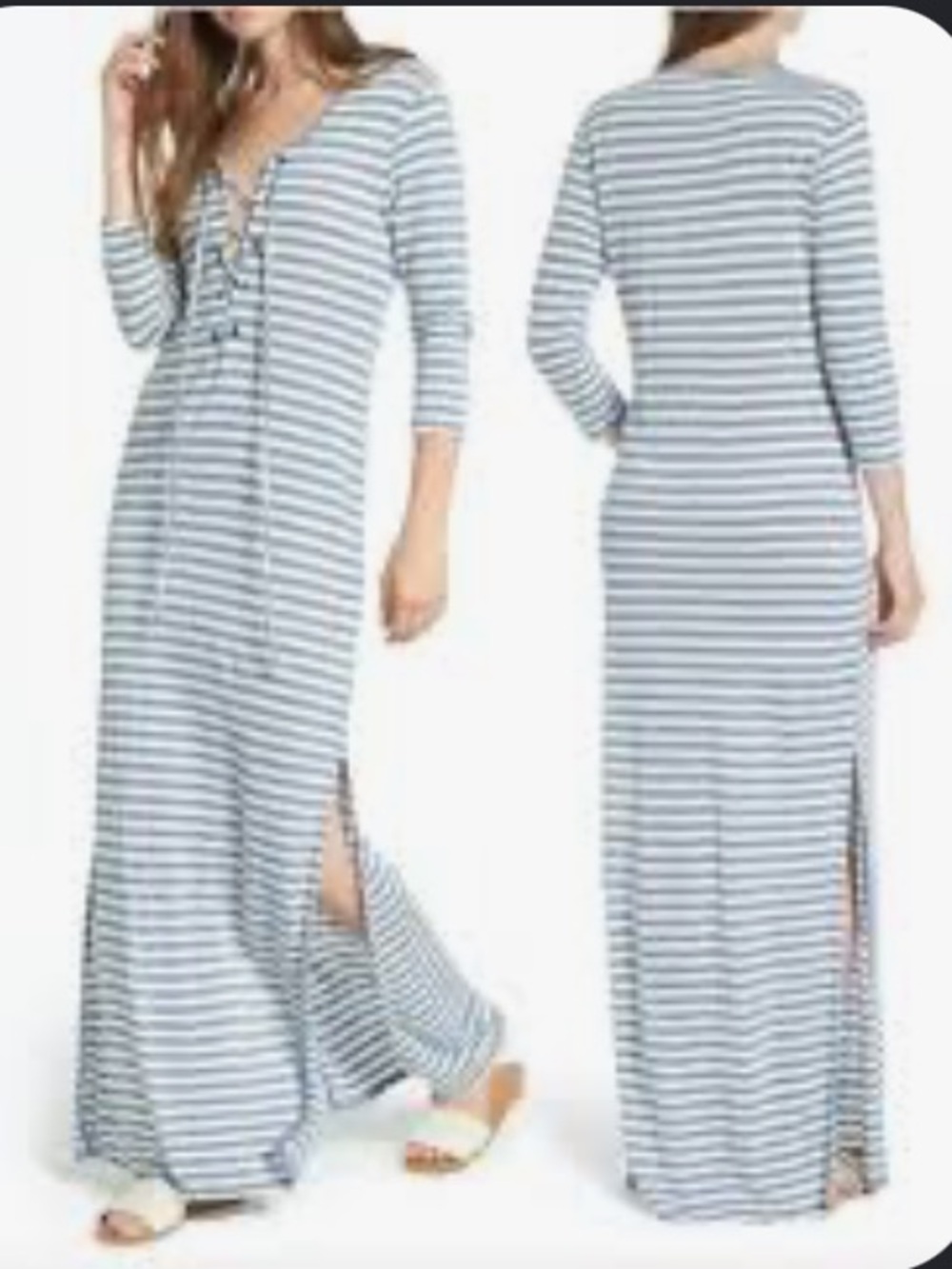 NWOT Striped Lace-Up Maxi Dress - Small